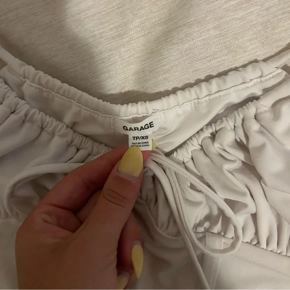 Garage White Ruched Crop Top - Picture 2 of 3